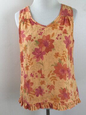 Vintage Peck & Peck Floral Linen Tank Top s